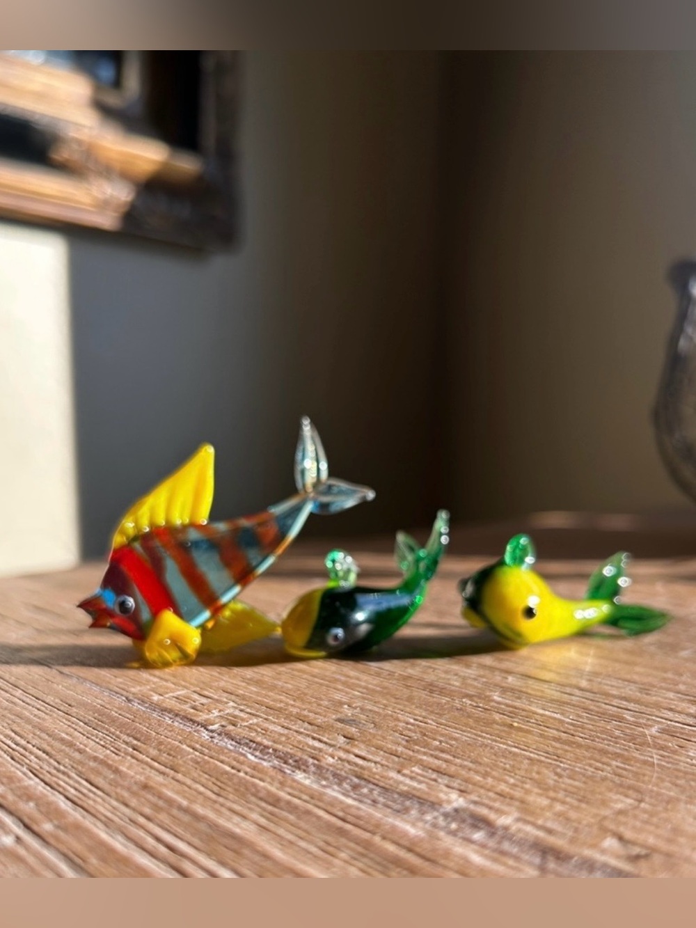 Hand Blown Murano Style Glass Fish Whale Figurines Necklace Ornaments.